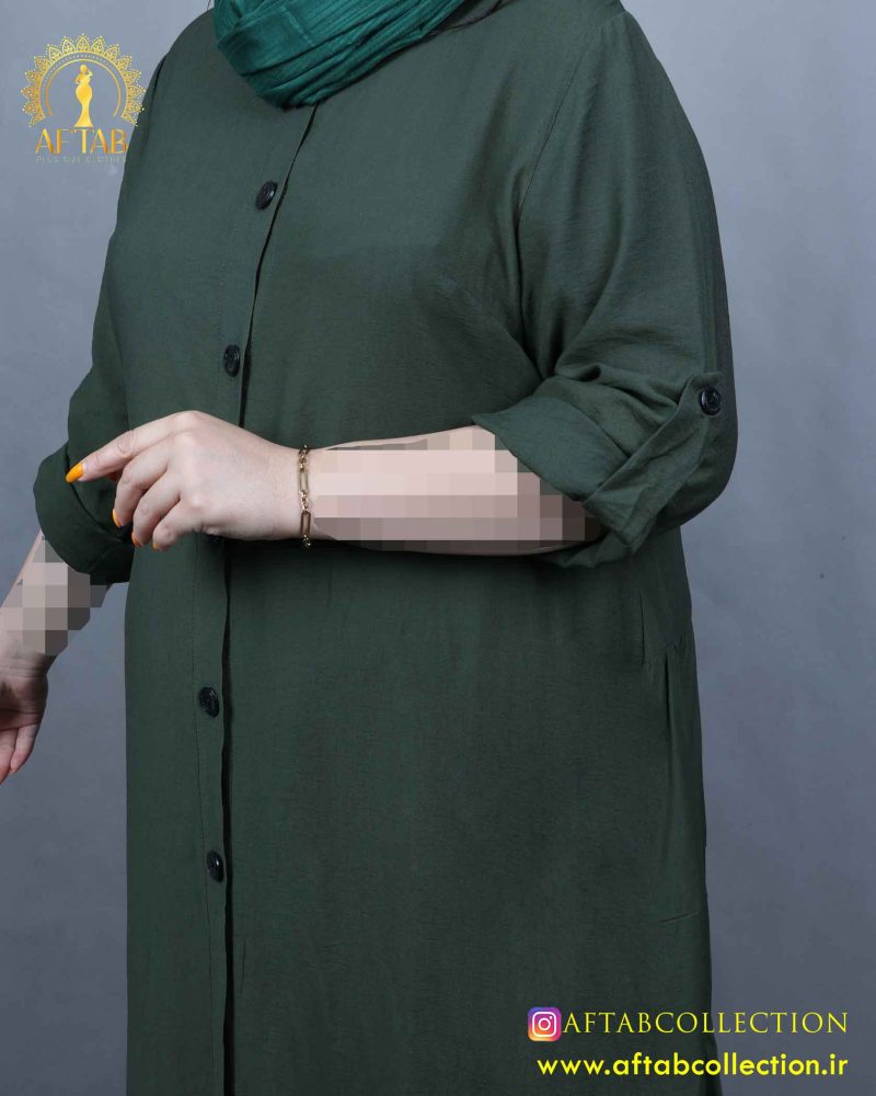 مانتو کرسپو بلند چیندار سایزبزرگ آستین مانتو کرسپو بلند چیندار سایزبزرگ آستین