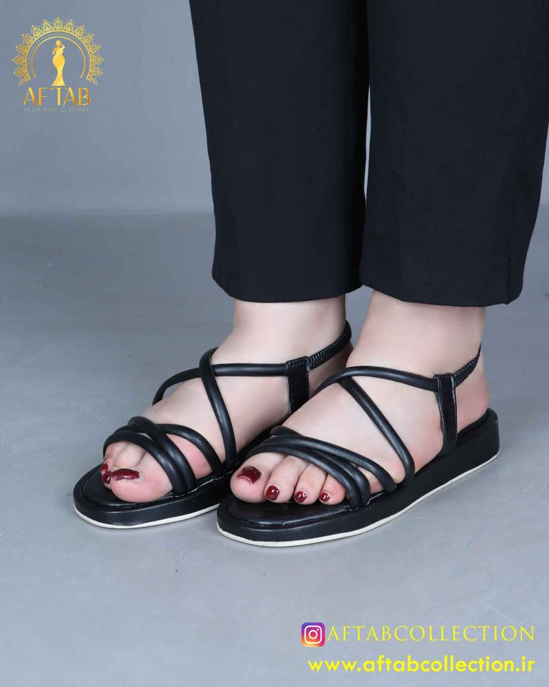 صندل ضربدری نواری پابزرگ مشکی