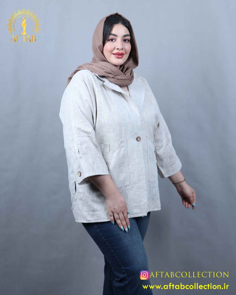 مانتو کتی لنین هندی سایزبزرگ کرم