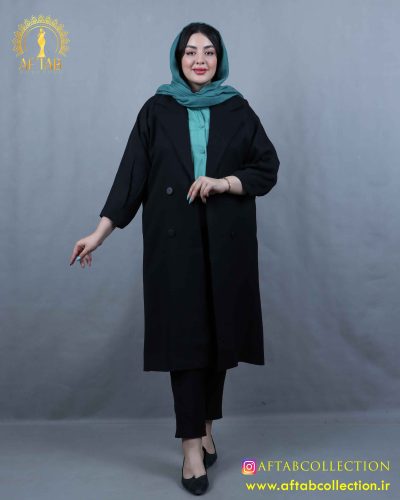 مانتو لنین جلو باز بلند سایزبزرگ