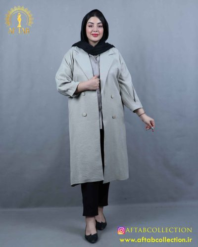 مانتو لنین جلو باز بلند سایزبزرگ