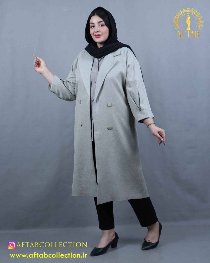 مانتو لنین جلو باز بلند سایزبزرگ