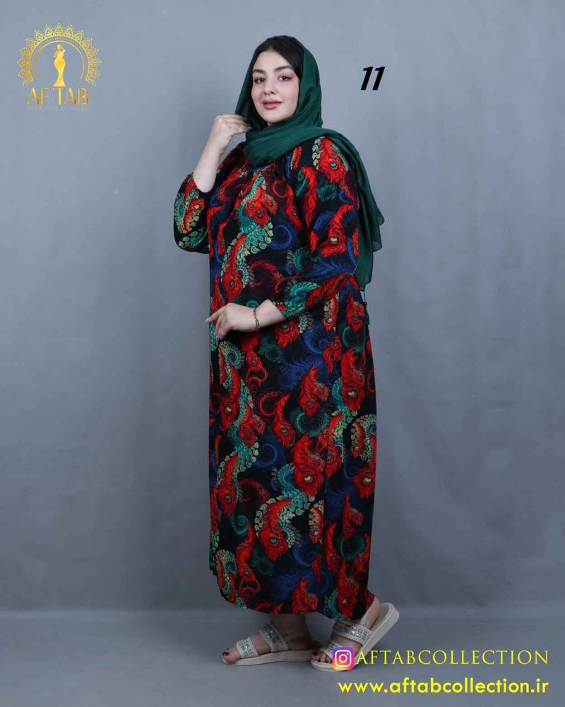 پیراهن ساحلی یقه چیندار سایزبزرگ 5790 - Image 15