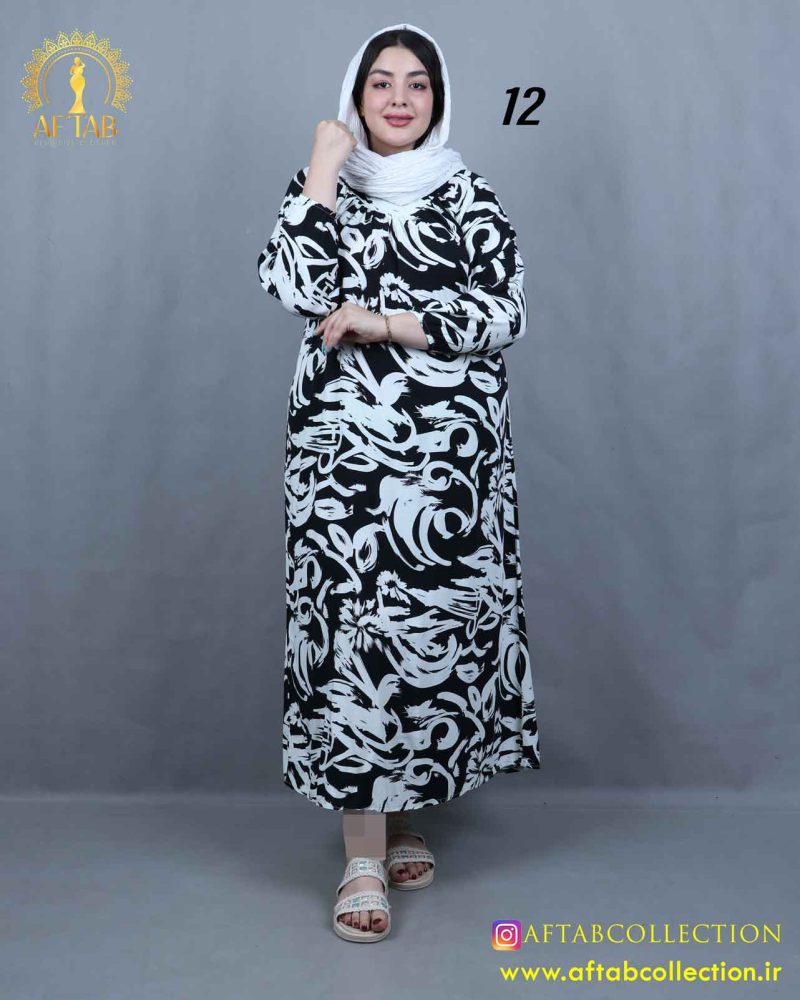 پیراهن ساحلی یقه چیندار سایزبزرگ 5790 - Image 14