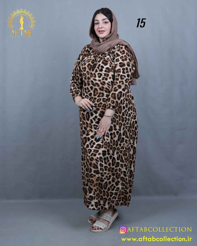 پیراهن ساحلی یقه چیندار سایزبزرگ 5790 - Image 11