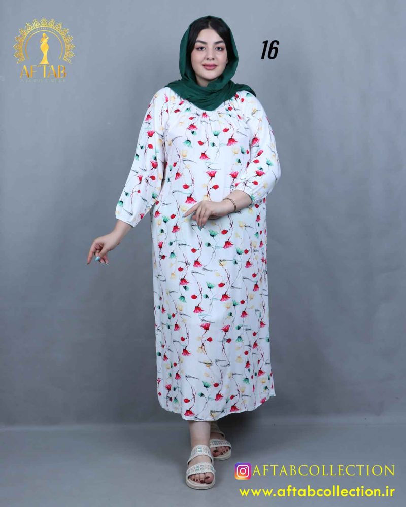 پیراهن ساحلی یقه چیندار سایزبزرگ 5790 - Image 10