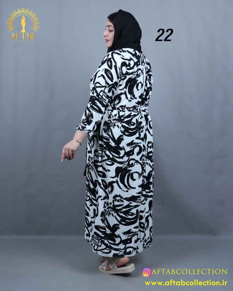پیراهن ساحلی یقه چیندار سایزبزرگ 5790 - Image 22