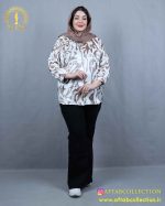 مانتو کریستالی چاپی سایزبزرگ نما جلو
