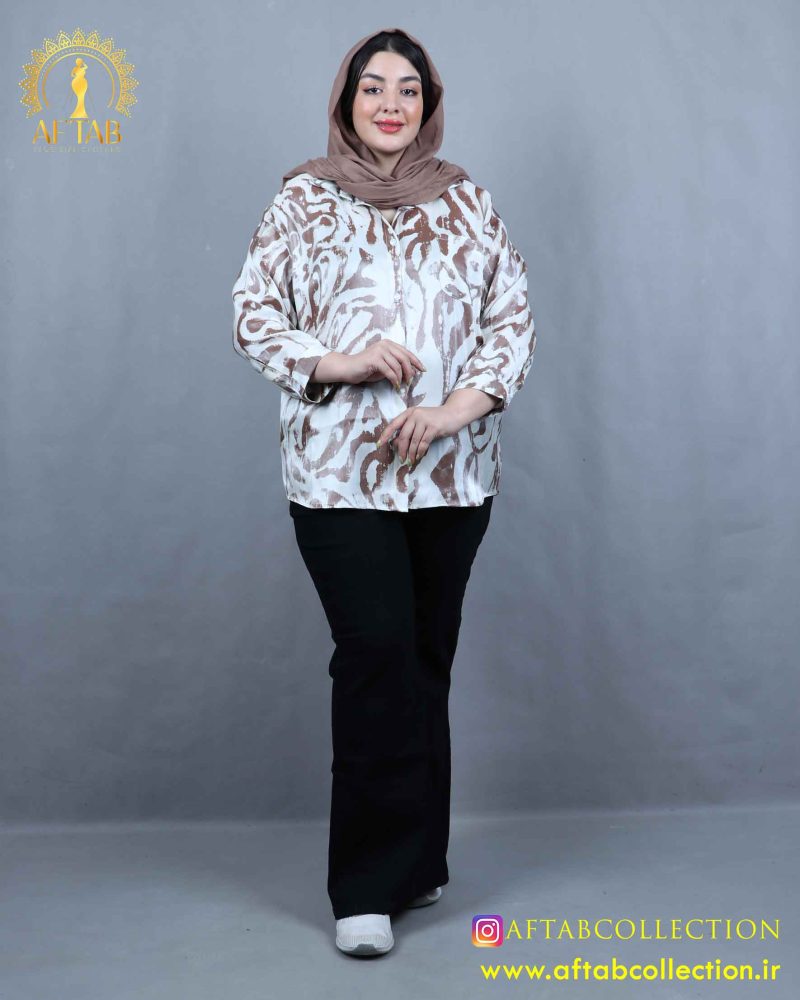 مانتو کریستالی چاپی سایزبزرگ نما جلو
