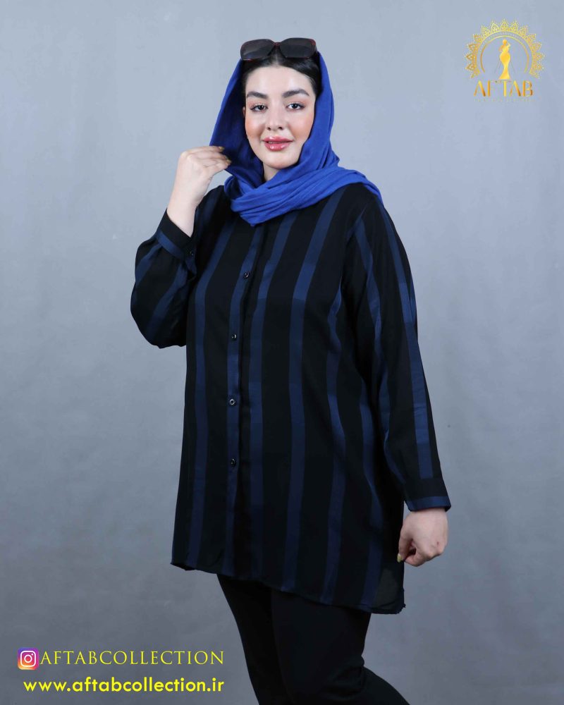 مانتو حریر راه راه درشت سایزبزرگ