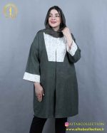 مانتو لنین ژاکارد سوزندوزی سایزبزرگ