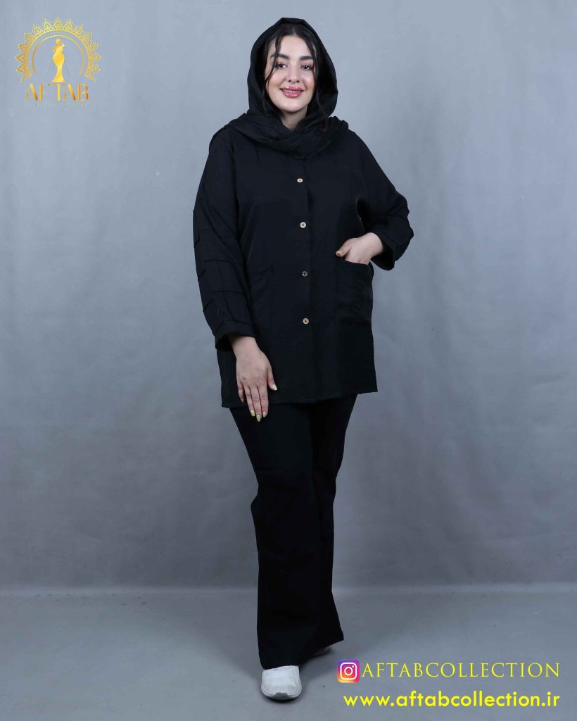 مانتو نخ دیپلمات جیب ضربدری سایزبزرگ