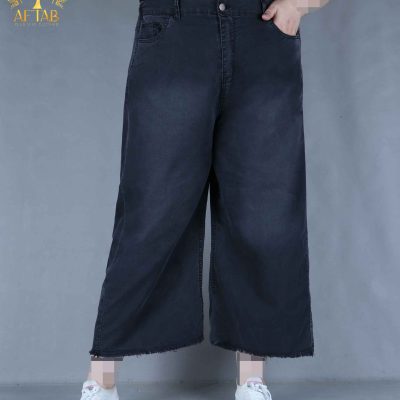 شلوار واید لگ کاغذی پایین ریش سایزبزرگ