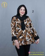 شومیز کراواتی دکمه نما طرحدار سایزبزرگ 3955 - Image 3