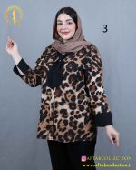 شومیز کراواتی دکمه نما طرحدار سایزبزرگ 3955 - Image 4