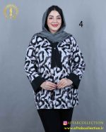 شومیز کراواتی دکمه نما طرحدار سایزبزرگ 3955 - Image 5