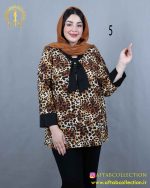 شومیز کراواتی دکمه نما طرحدار سایزبزرگ 3955 - Image 6