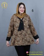 شومیز کراواتی دکمه نما طرحدار سایزبزرگ 3955 - Image 7