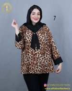 شومیز کراواتی دکمه نما طرحدار سایزبزرگ 3955 - Image 8