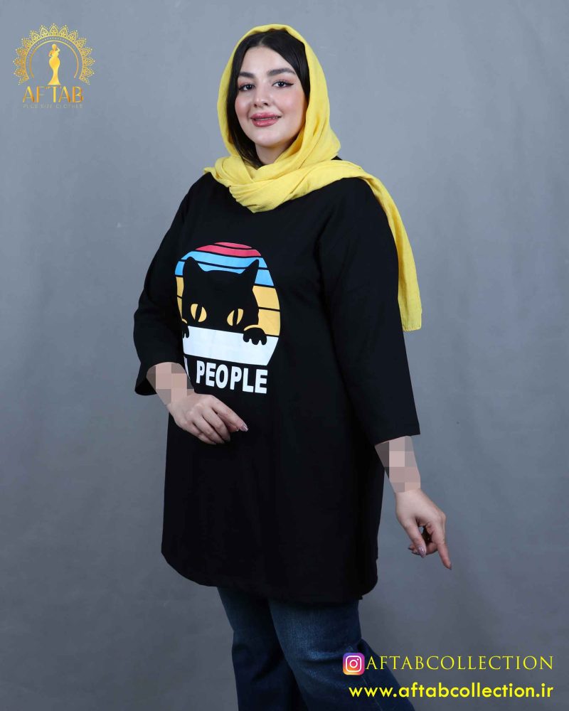 تیشرت لانگ گربه سایزبزرگ