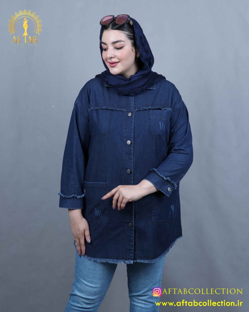 مانتو جین کاغذی ریش سایزبزرگ 5951 - Image 4
