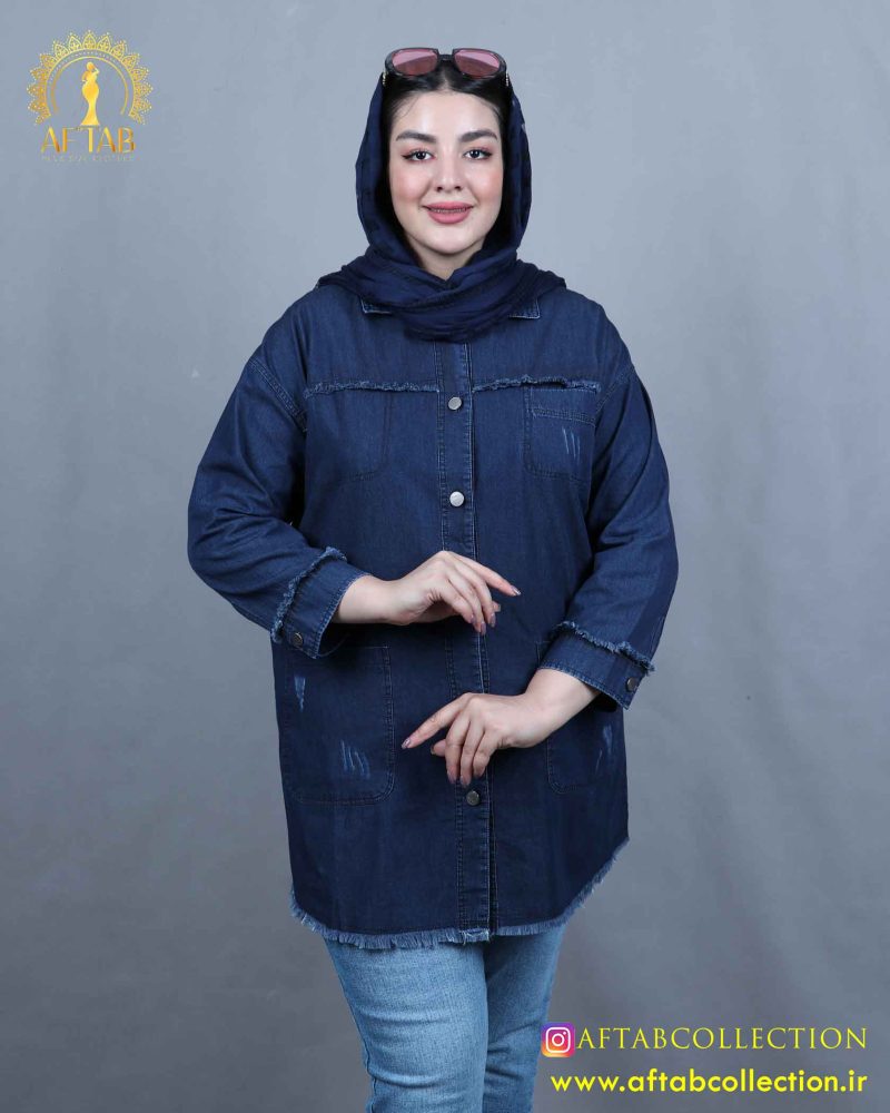 مانتو جین کاغذی ریش سایزبزرگ 5951 - Image 6