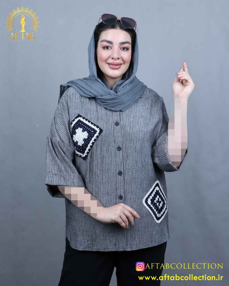 مانتو کنفی راه راه سایزبزرگ