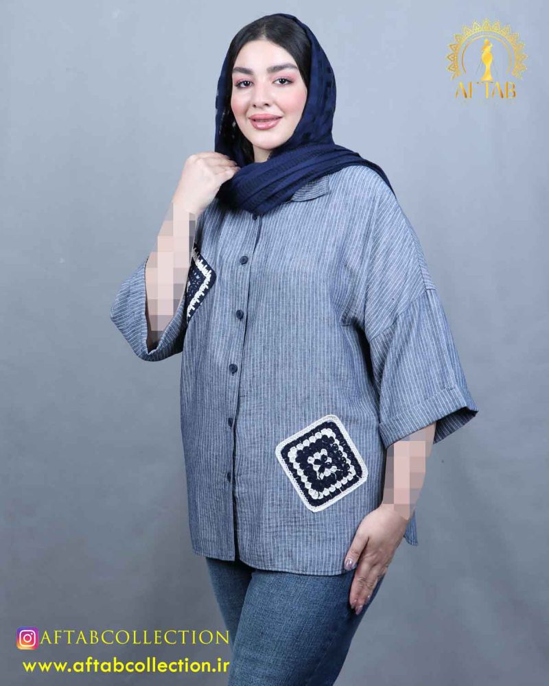 مانتو کنفی راه راه سایزبزرگ