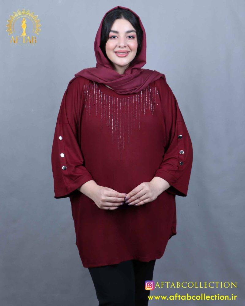 تونیک یقه نگین سایزبزرگ