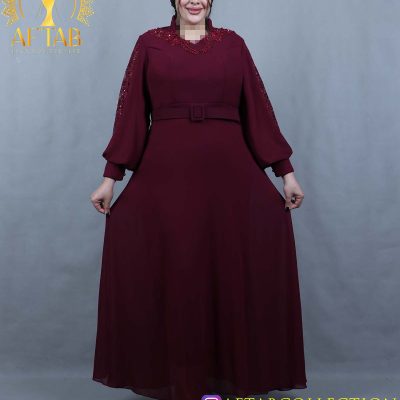 پیراهن مجلسی یقه ایستاده سایزبزرگ