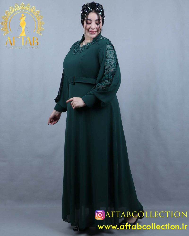 پیراهن مجلسی یقه ایستاده سایزبزرگ