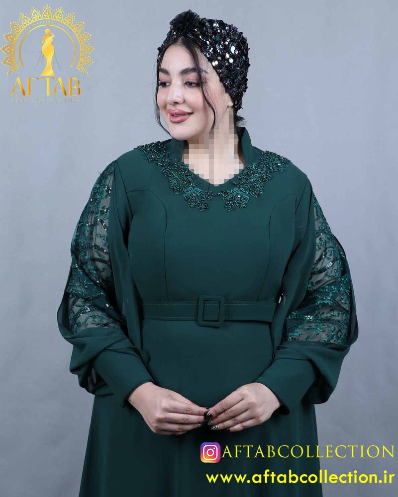 پیراهن مجلسی یقه ایستاده سایزبزرگ