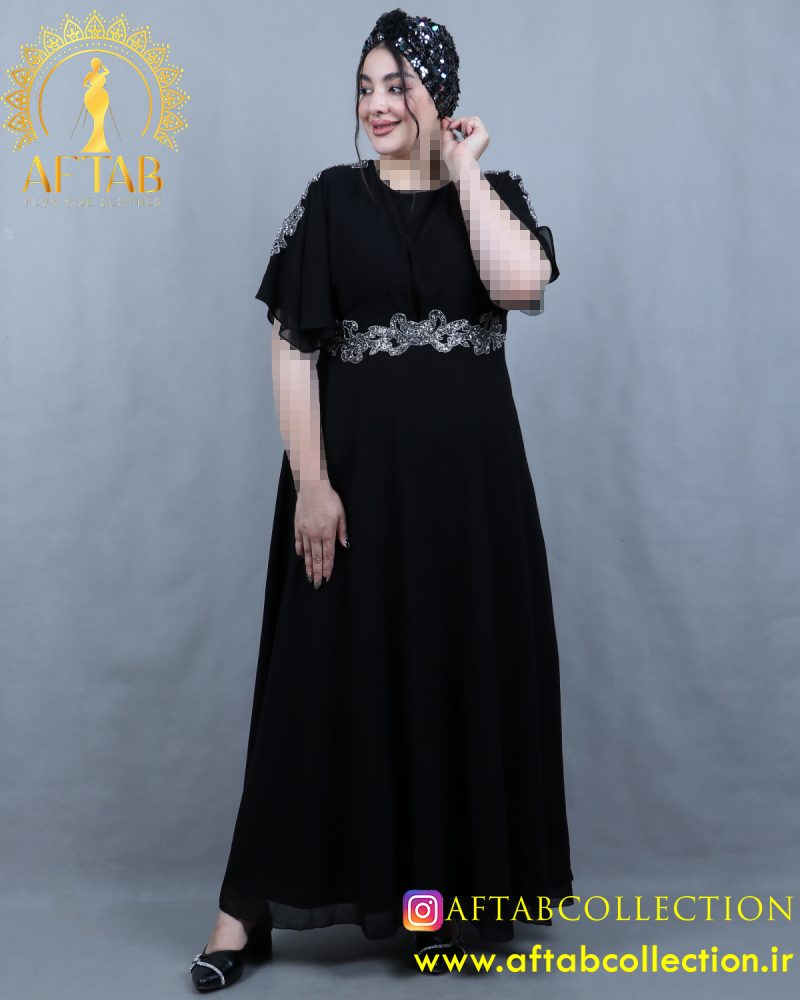 پیراهن مجلسی سنگی کلوش سایزبزرگ