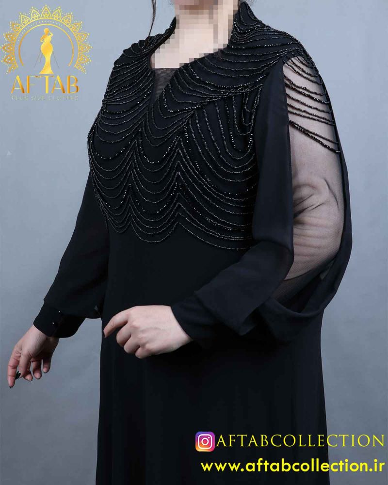 پیراهن مجلسی کرپ کش ریسه ای سایزبزرگ