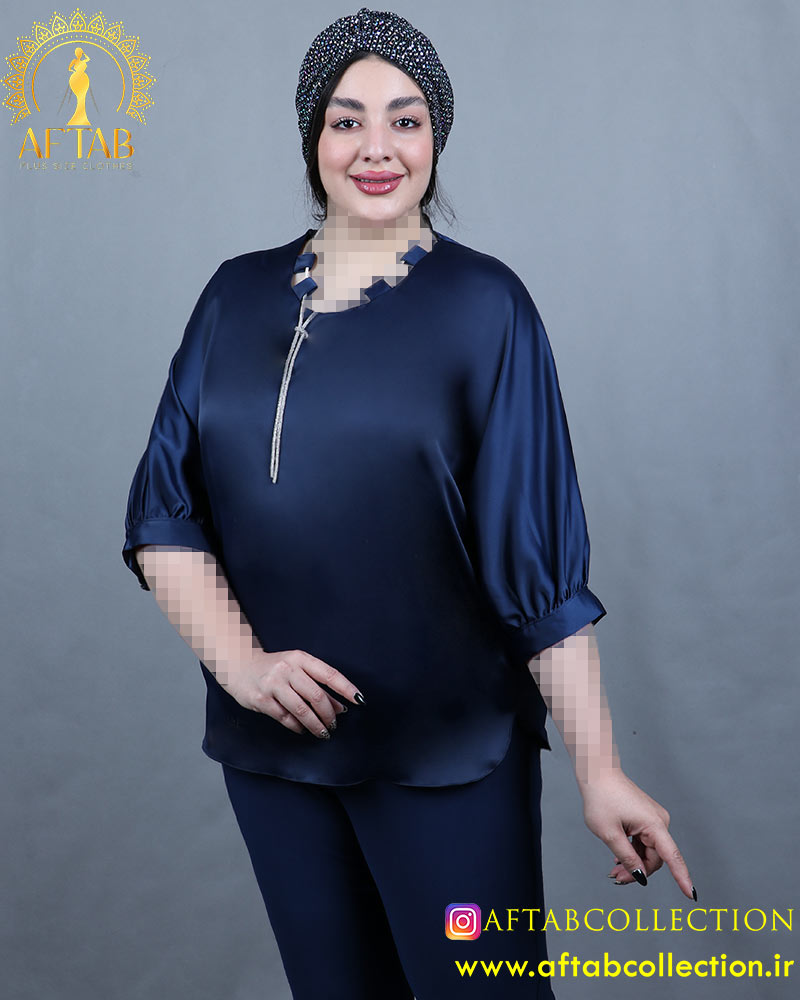 شومیز ساتن نوار نگینی سایزبزرگ شومیز ساتن نوار نگینی سایزبزرگ