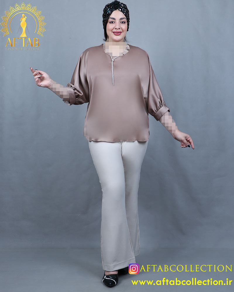 شومیز ساتن نوار نگینی سایزبزرگ شومیز ساتن نوار نگینی سایزبزرگ