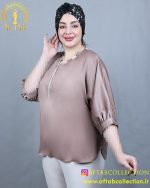 شومیز ساتن نوار نگینی سایزبزرگ