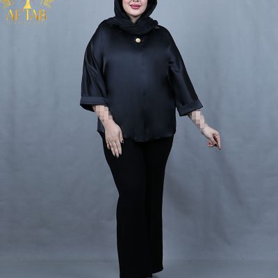 شومیز ساتن تک دکمه سایزبزرگ