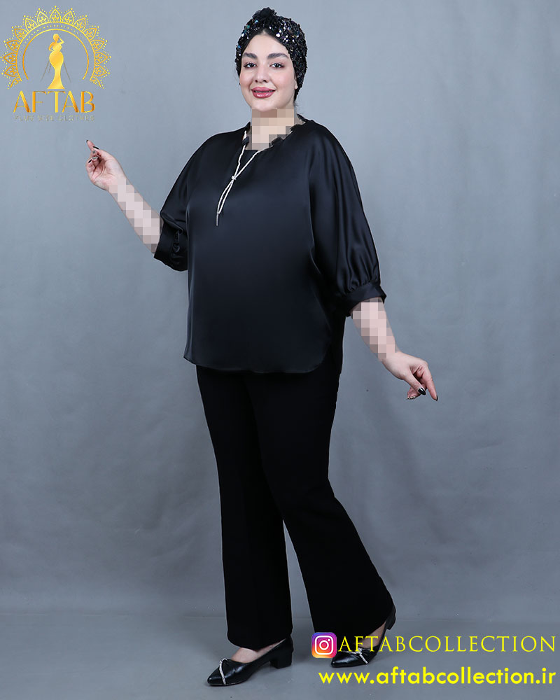 شومیز ساتن نوار نگینی سایزبزرگ شومیز ساتن نوار نگینی سایزبزرگ