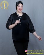 شومیز ساتن نوار نگینی سایزبزرگ