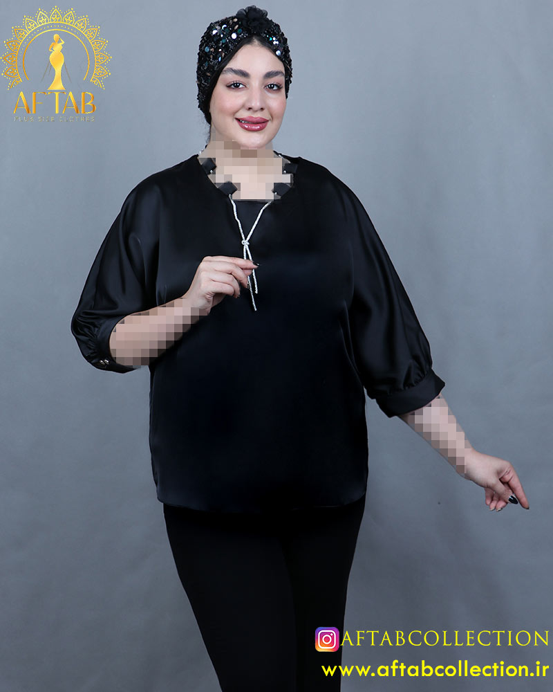 شومیز ساتن نوار نگینی سایزبزرگ شومیز ساتن نوار نگینی سایزبزرگ