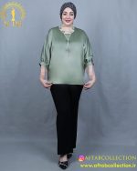 شومیز ساتن نوار نگینی سایزبزرگ