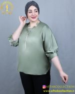 شومیز ساتن نوار نگینی سایزبزرگ