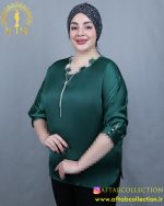 شومیز ساتن نوار نگینی سایزبزرگ