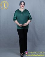 شومیز ساتن نوار نگینی سایزبزرگ