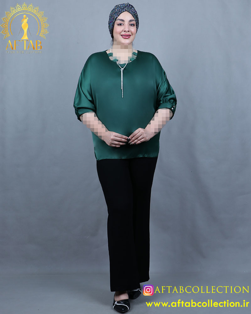 شومیز ساتن نوار نگینی سایزبزرگ شومیز ساتن نوار نگینی سایزبزرگ