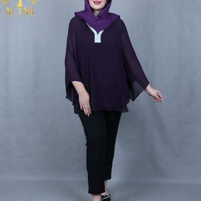شومیز حریر یقه مروارید سایزبزرگ