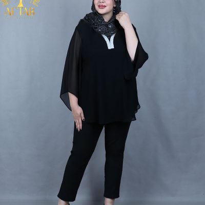 شومیز حریر یقه مروارید سایزبزرگ