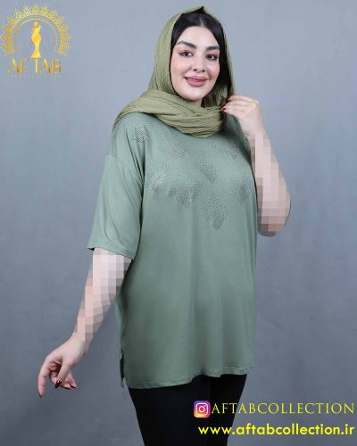 تیشرت نگینی نخ پنبه سایزبزرگ