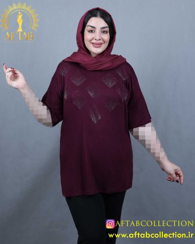 تیشرت نگینی نخ پنبه سایزبزرگ